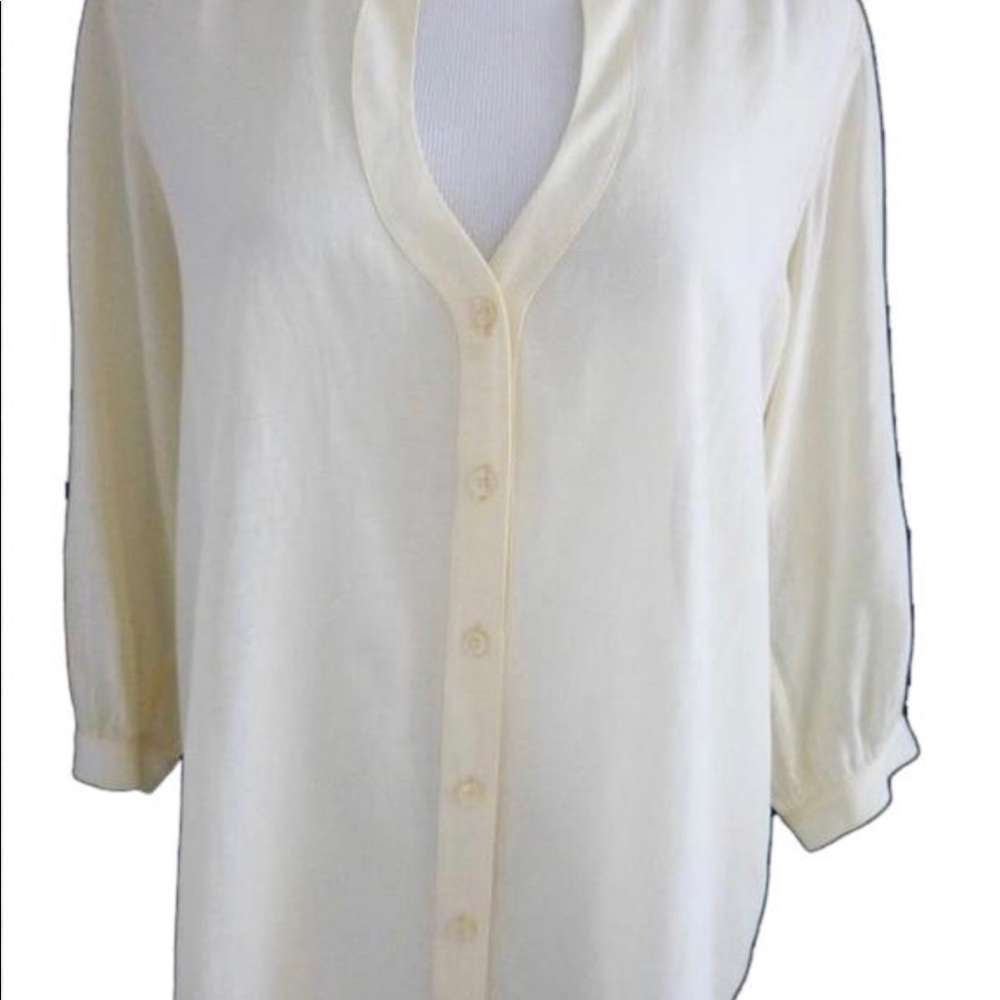 Diane Von Furstenberg Elias Cream Silk Peasant Top